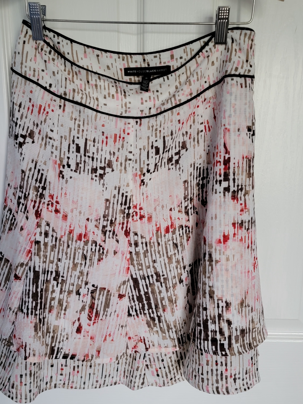 White House Black Market White Abstract Print Flared Tunic